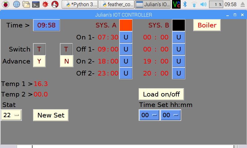 boiler control screen