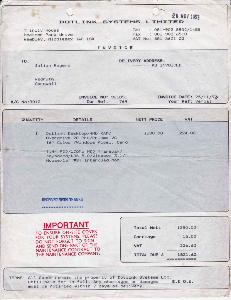 Dotlink computer invoice