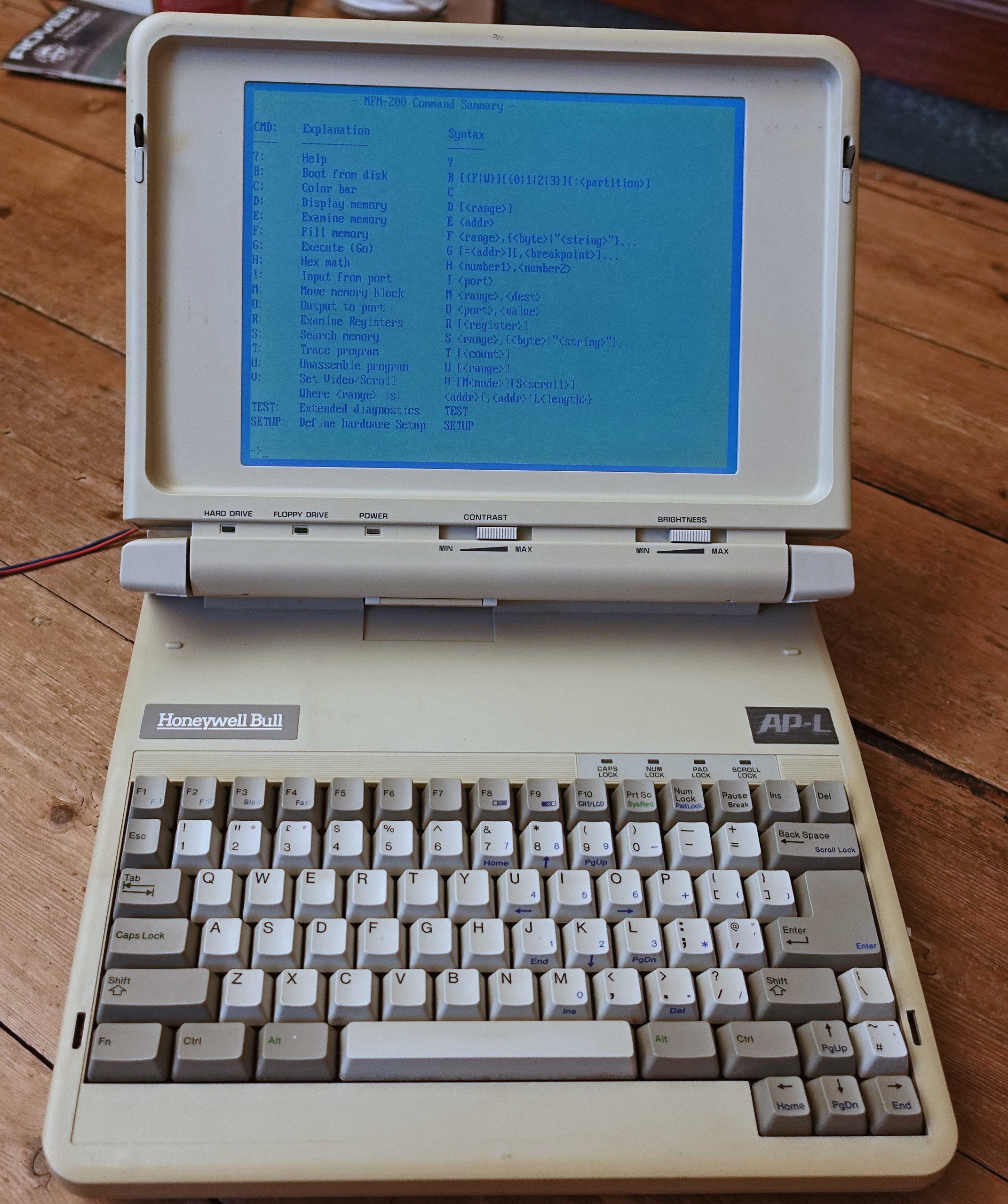 Honeywell Bull AP-L laptop, aka Zenith SuperSport 286