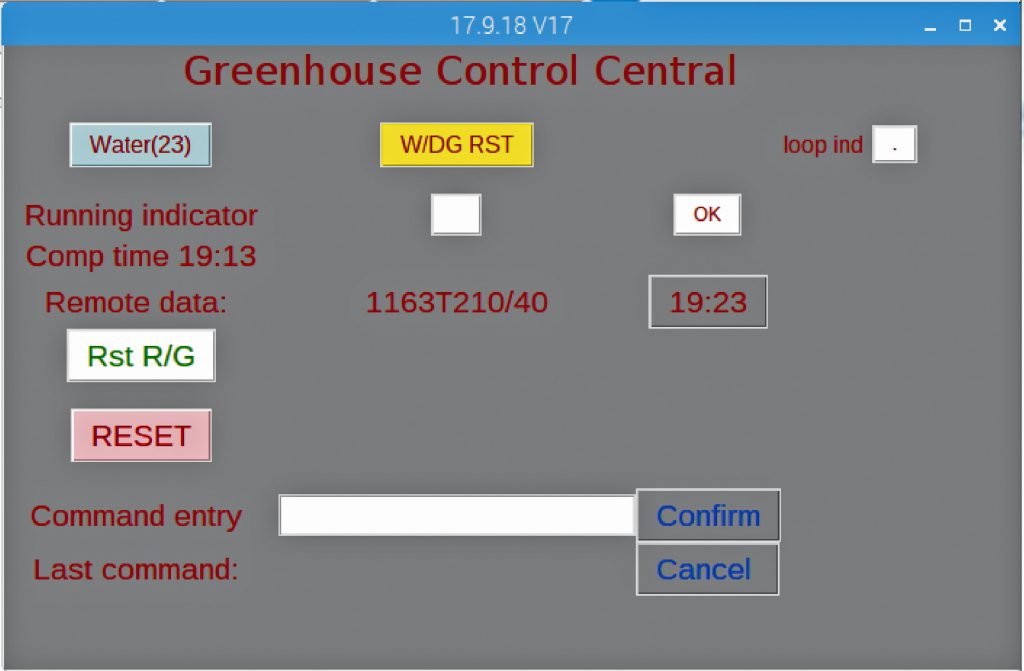 Greenhouse controller control panel