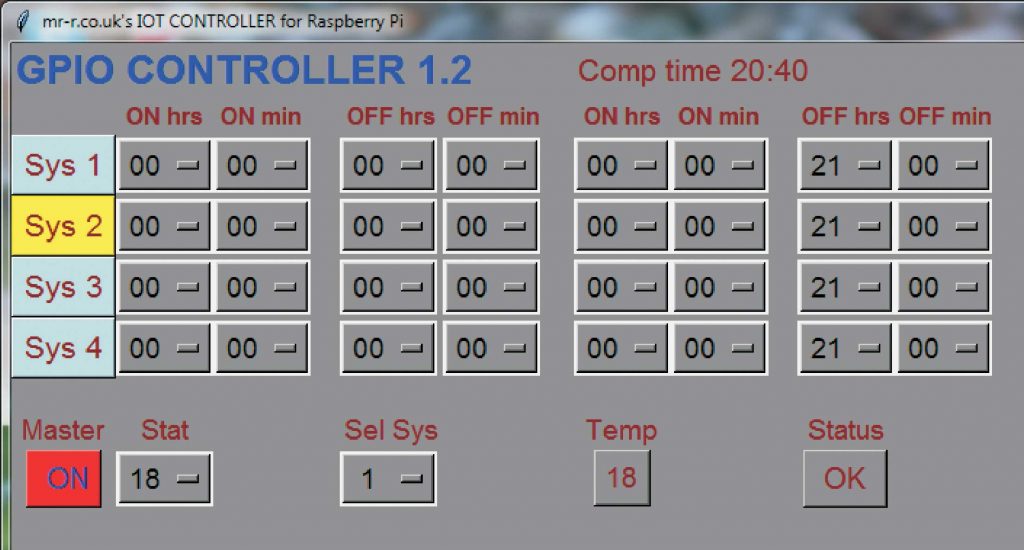 Python Tkinter 4 channel timer controller on Raspberry Pi