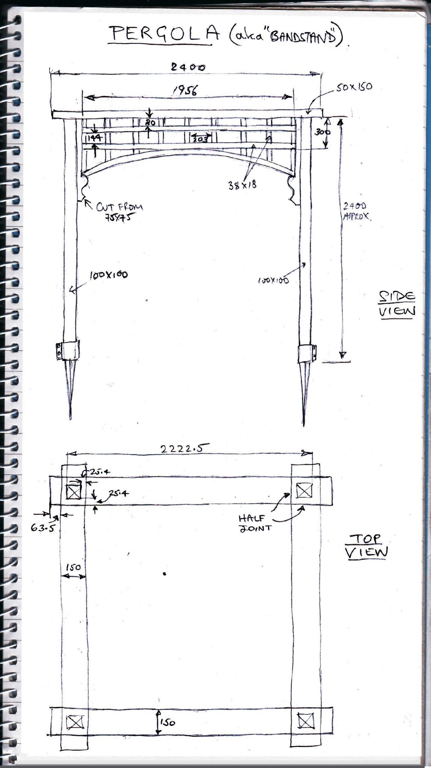 Sketch plan for a pergola