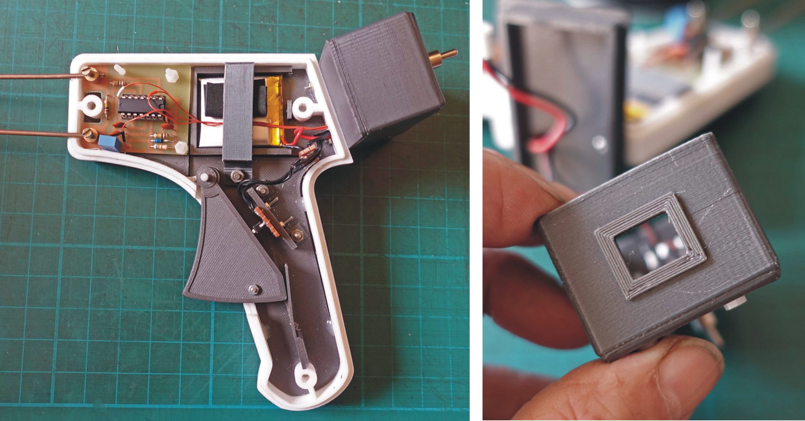 soil tester partially assembled and charging port.