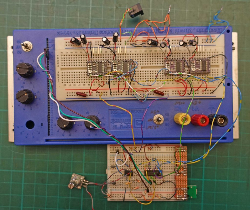 Breadboard, laser cutter bed motor control