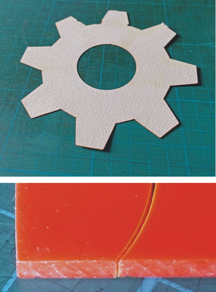 Paper cog & perspex cut