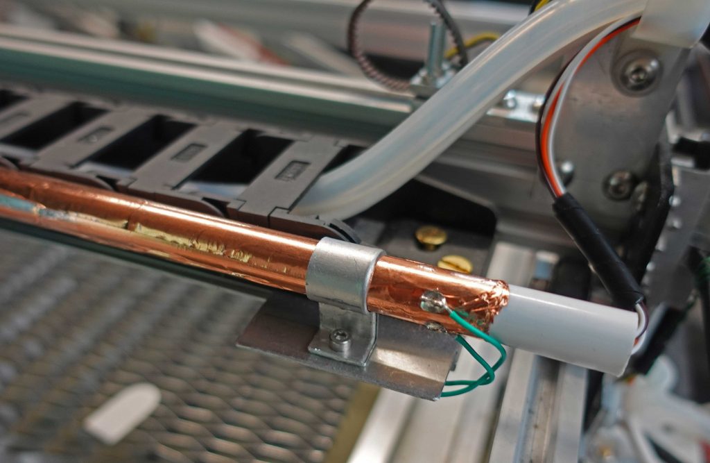 Copper foil screening cable conduit.