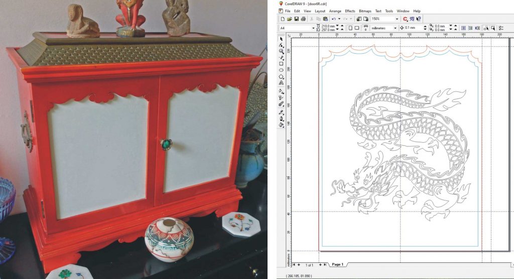 Chinese style cabinet and door panel design.