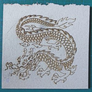 Laser engraved dragon