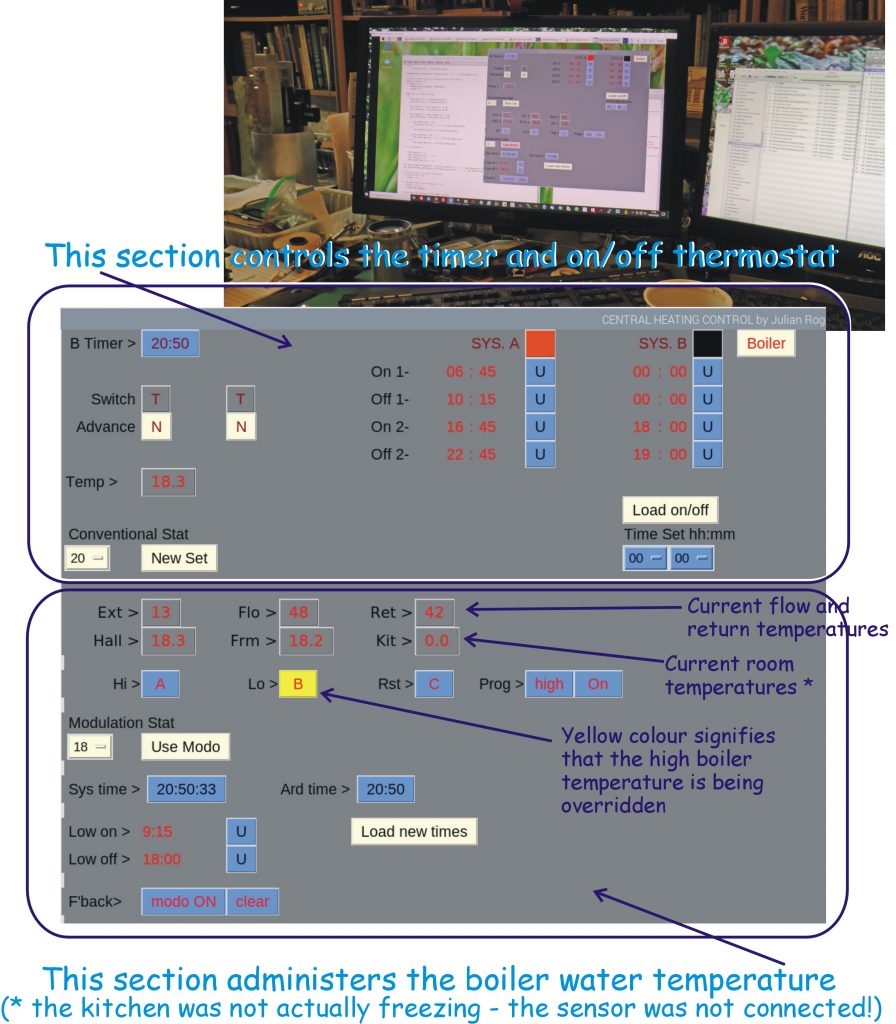 control screen for boiler controller